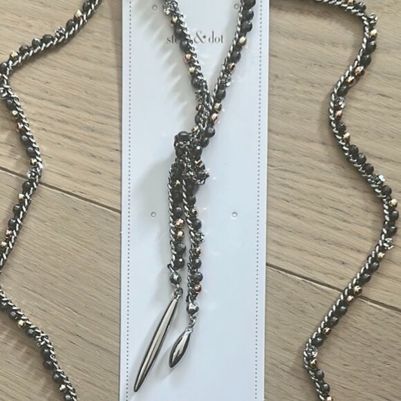 Stella & Dot Silver, Gold, Black, and Grey Lariat Necklace - NWOT. - Picture 4 of 8